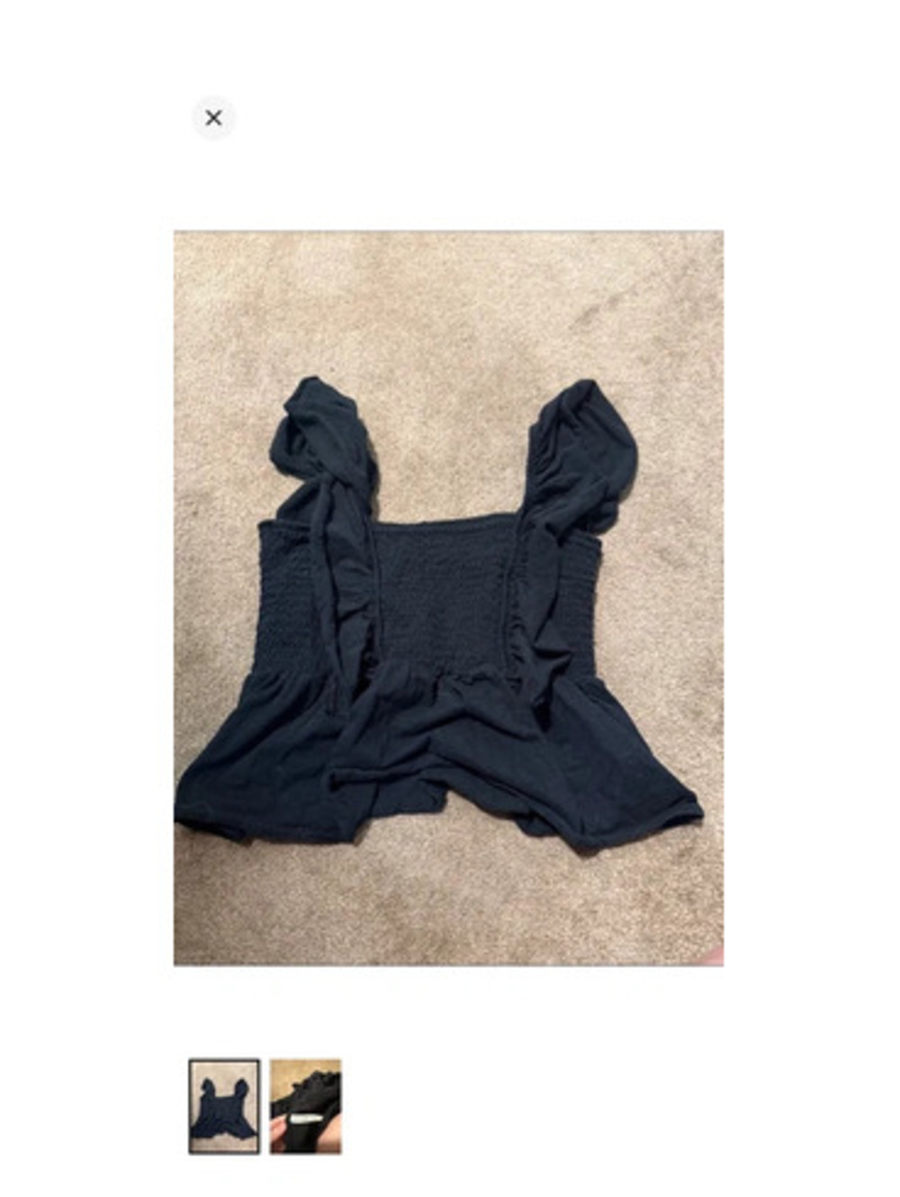 American Eagle Outfitters Black Smocked Ruffle Strap Crop Top